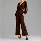 Isolde - Women’s Wrap-Front Wide-Leg Two-Piece Set