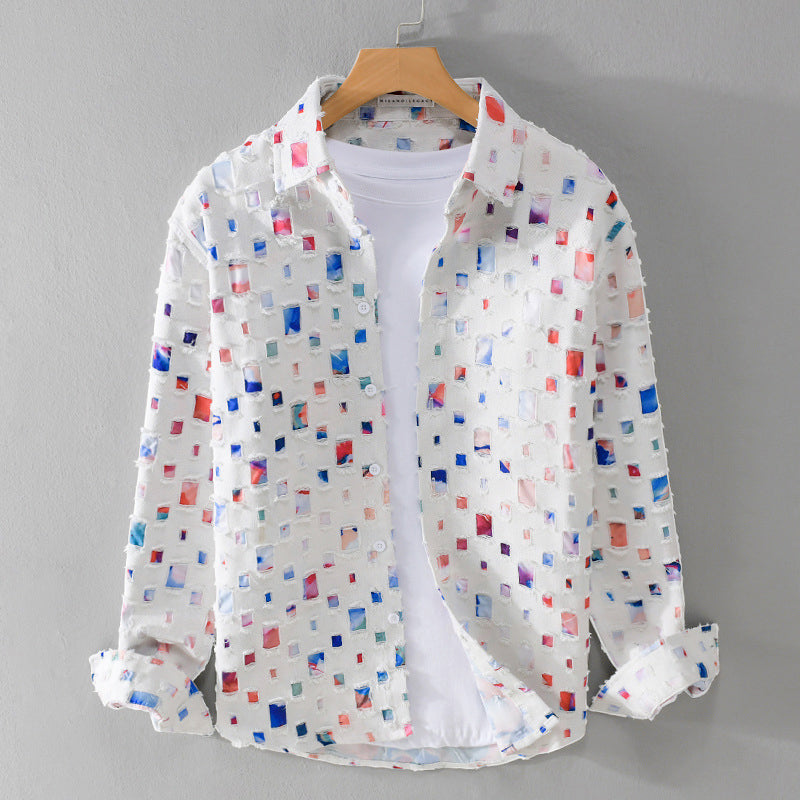 Jacob - Men's Geometric Print Button-Up Shirt