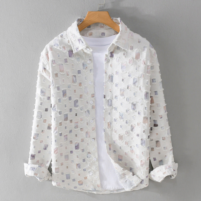 Jacob - Men's Geometric Print Button-Up Shirt