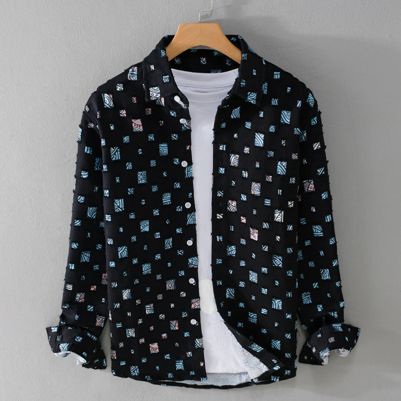 Jacob - Men's Geometric Print Button-Up Shirt