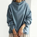 Jamie - Women's Oversized Folded Collar High-Neck Top