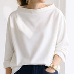 Jamie - Women's Oversized Folded Collar High-Neck Top