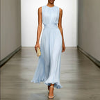 Jana - Women's Round Neck Waist-Cinched Resort Dress