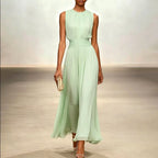 Jana - Women's Round Neck Waist-Cinched Resort Dress