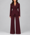 Janice - Women's Button-Front Blazer with Tapered Waist & Wide-Leg Trousers 1