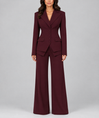 Janice - Women's Button-Front Blazer with Tapered Waist & Wide-Leg Trousers 1