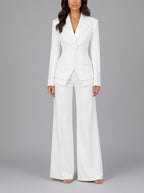 Janice - Women's Button-Front Blazer with Tapered Waist & Wide-Leg Trousers 4