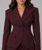Janice - Women's Button-Front Blazer with Tapered Waist & Wide-Leg Trousers 6