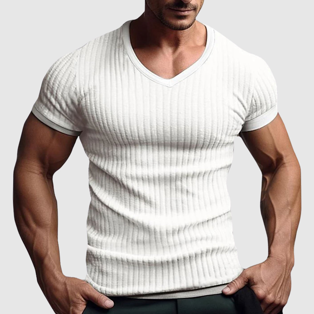 Jason - Men's Ribbed V-Neck T-Shirt