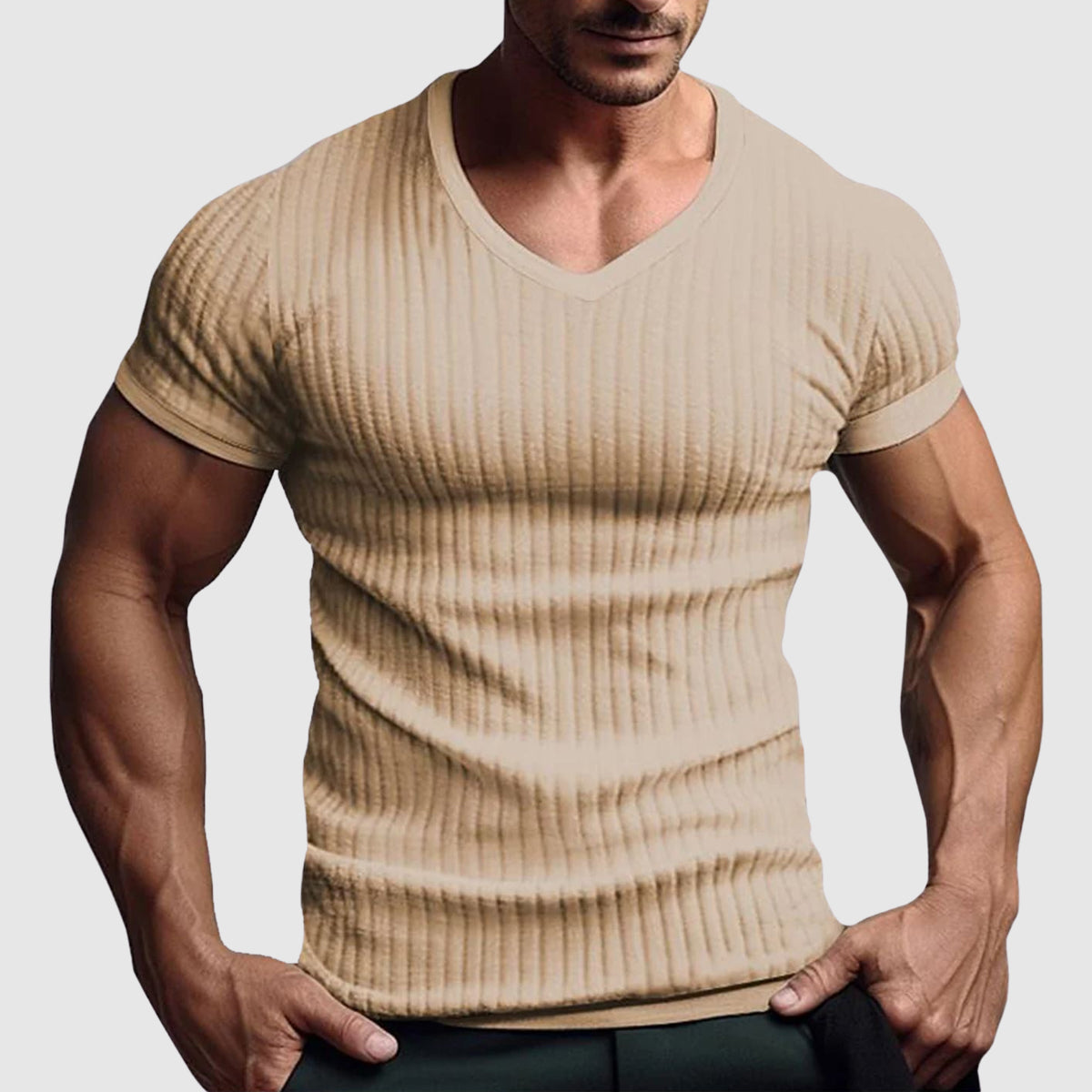 Jason - Men's Ribbed V-Neck T-Shirt
