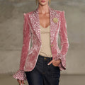 Jeanne - Women's Animal Print Long Sleeve Blazer Jacket