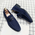 Jeffrey - Men's Metal V-Bit Faux-Suede Dress Shoes
