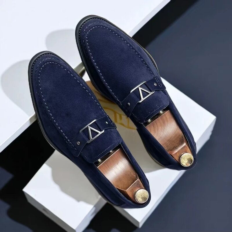 Jeffrey - Men's Metal V-Bit Faux-Suede Dress Shoes