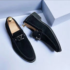 Jeffrey - Men's Metal V-Bit Faux-Suede Dress Shoes