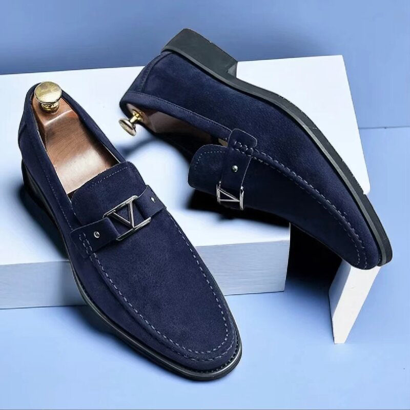 Jeffrey - Men's Metal V-Bit Faux-Suede Dress Shoes