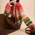 Jemma - Women's Rainbow Striped Knitted Cardigan