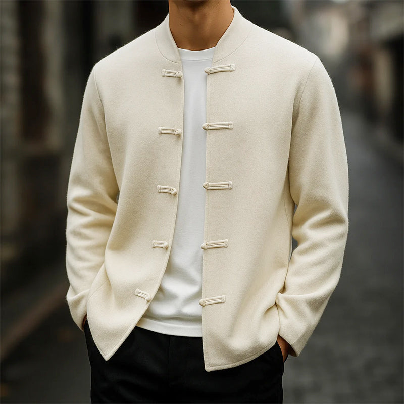 Jerry -  Men's Mandarin Collar Toggle Knit Cardigan