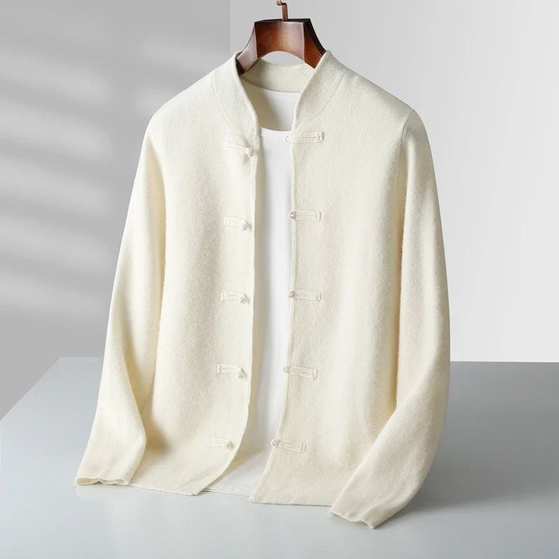 Jerry -  Men's Mandarin Collar Toggle Knit Cardigan