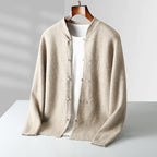 Jerry -  Men's Mandarin Collar Toggle Knit Cardigan