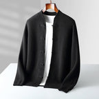 Jerry -  Men's Mandarin Collar Toggle Knit Cardigan