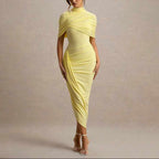 Jolanda - Women's Block Backless Ruched Bodycon Dress