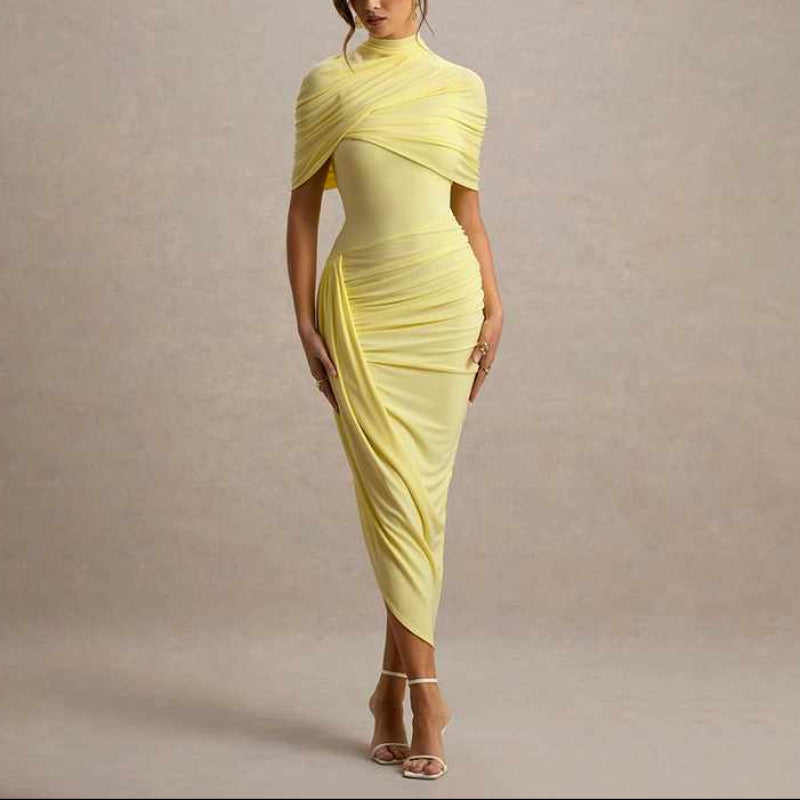 Jolanda - Women's Block Backless Ruched Bodycon Dress