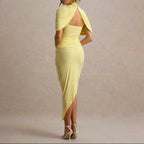 Jolanda - Women's Block Backless Ruched Bodycon Dress