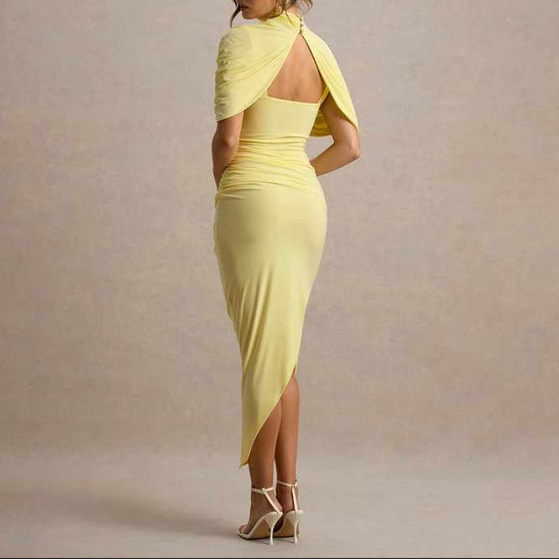 Jolanda - Women's Block Backless Ruched Bodycon Dress