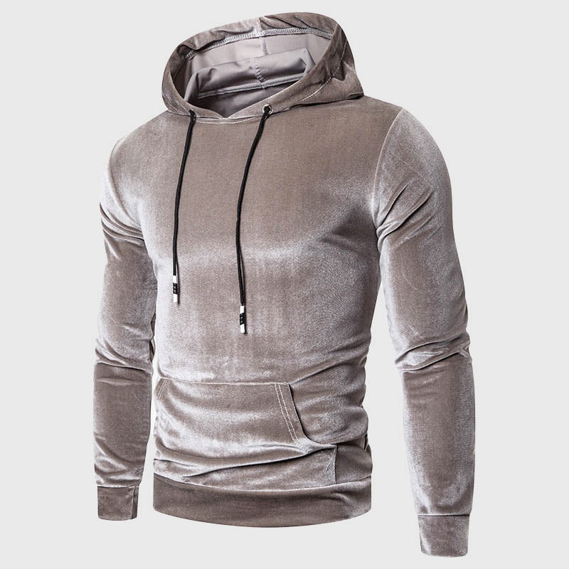 Jones - Men's Plush Velour Drawstring Hooded Sweatshirt