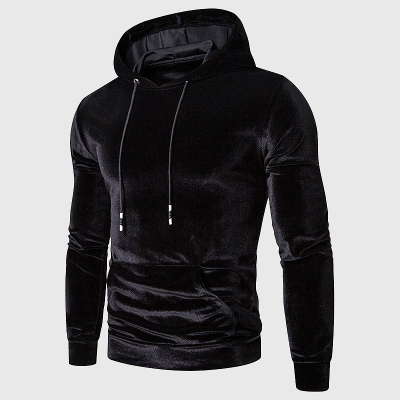 Jones - Men's Plush Velour Drawstring Hooded Sweatshirt