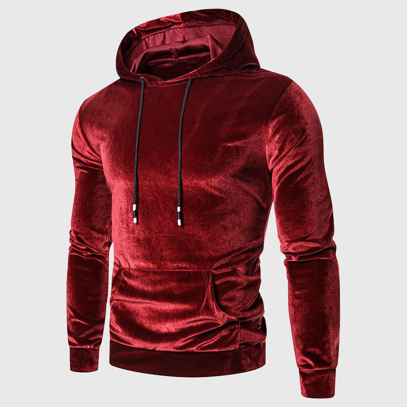 Jones - Men's Plush Velour Drawstring Hooded Sweatshirt