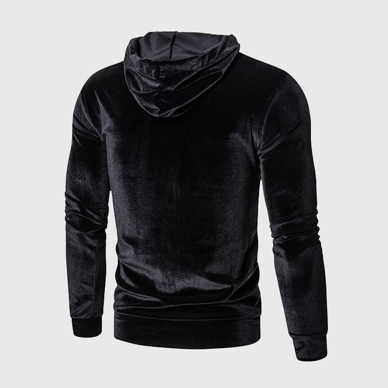 Jones - Men's Plush Velour Drawstring Hooded Sweatshirt