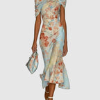 Josephine - Women’s Floral Off-Shoulder Satin Midi Dress