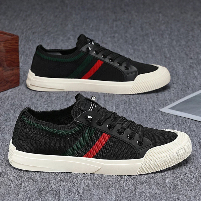 Justin - Men's Mesh Upper Striped Low-Top Sneakers