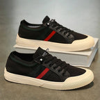 Justin - Men's Mesh Upper Striped Low-Top Sneakers