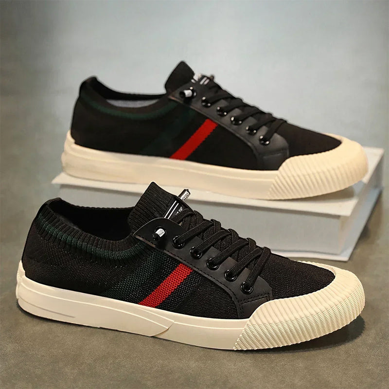 Justin - Men's Mesh Upper Striped Low-Top Sneakers
