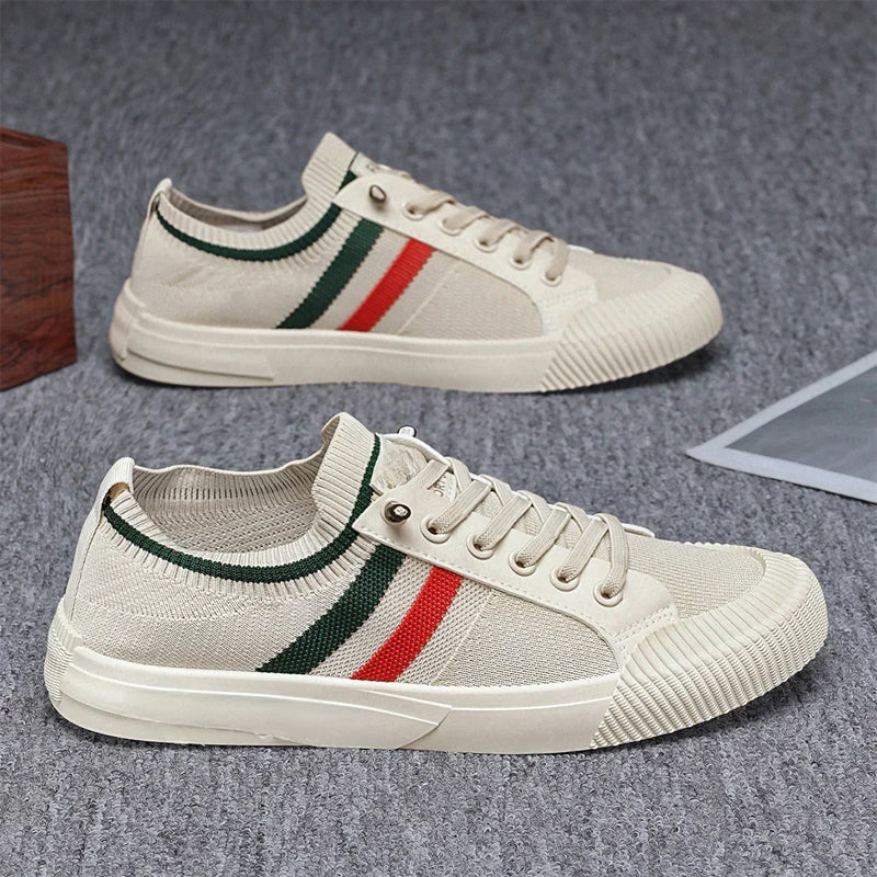 Justin - Men's Mesh Upper Striped Low-Top Sneakers