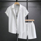 Justin - Men's Textured Short Sleeve Shirt & Shorts Set