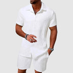 Justin - Men's Textured Short Sleeve Shirt & Shorts Set