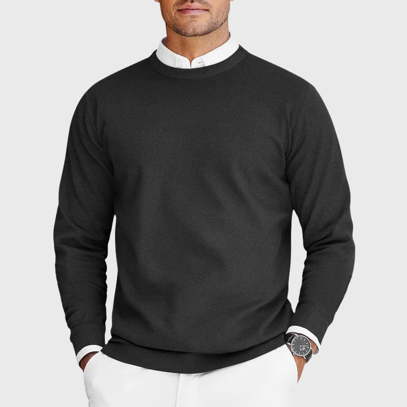 Justin - Men's Waffle-Knit Crewneck Sweater