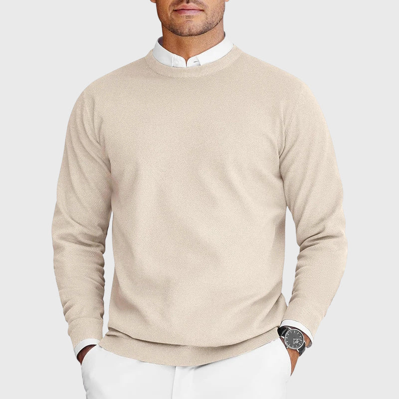 Justin - Men's Waffle-Knit Crewneck Sweater