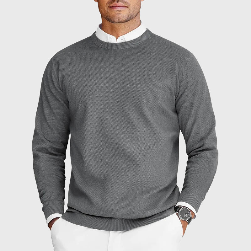 Justin - Men's Waffle-Knit Crewneck Sweater