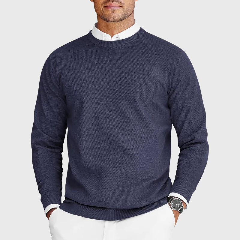 Justin - Men's Waffle-Knit Crewneck Sweater