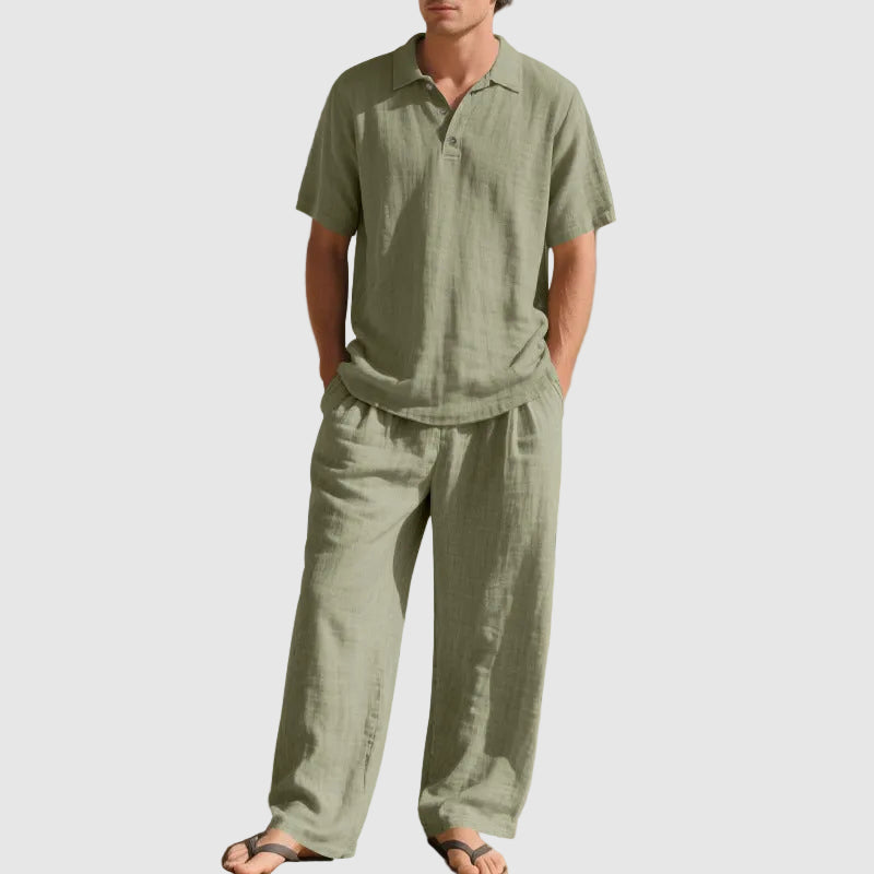 Justin - Men's Coastal Linen Polo Set