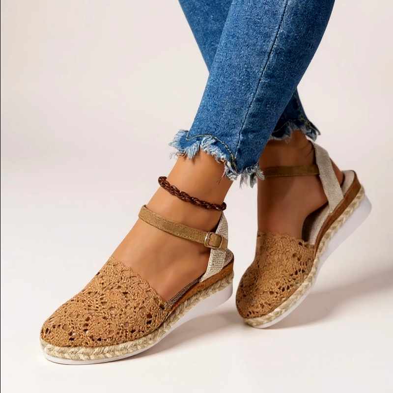 Kamea - Women's Woven Wedge Adjustable Strap Sandals
