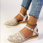 Kamea - Women's Woven Wedge Adjustable Strap Sandals