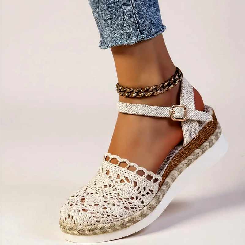 Kamea - Women's Woven Wedge Adjustable Strap Sandals