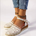 Kamea - Women's Woven Wedge Adjustable Strap Sandals