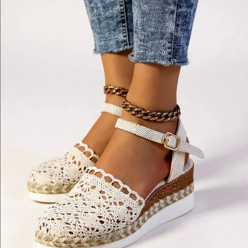 Kamea - Women's Woven Wedge Adjustable Strap Sandals