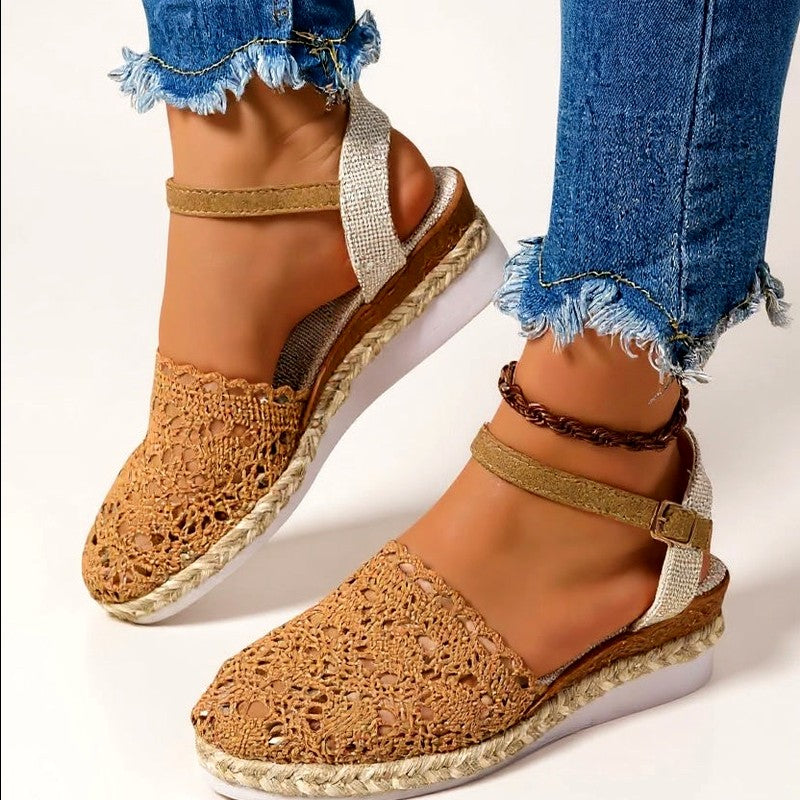 Kamea - Women's Woven Wedge Adjustable Strap Sandals
